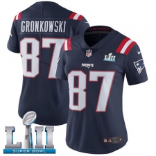Women's Nike New England Patriots #87 Rob Gronkowski Limited Navy Blue Rush Vapor Untouchable Super Bowl LII NFL Jersey
