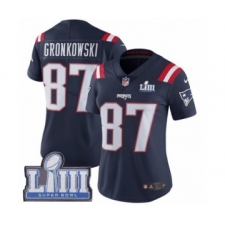Women's Nike New England Patriots #87 Rob Gronkowski Limited Navy Blue Rush Vapor Untouchable Super Bowl LIII Bound NFL Jersey
