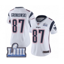 Women's Nike New England Patriots #87 Rob Gronkowski White Vapor Untouchable Limited Player Super Bowl LIII Bound NFL Jersey