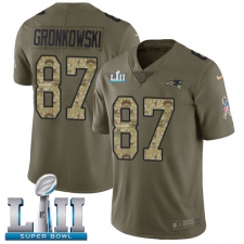 Youth Nike New England Patriots #87 Rob Gronkowski Limited Olive/Camo 2017 Salute to Service Super Bowl LII NFL Jersey