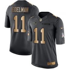 Men's Nike New England Patriots #11 Julian Edelman Limited Black/Gold Salute to Service NFL Jersey