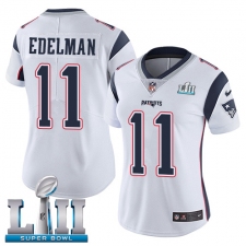 Women's Nike New England Patriots #11 Julian Edelman White Vapor Untouchable Limited Player Super Bowl LII NFL Jersey