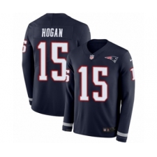 Men's Nike New England Patriots #15 Chris Hogan Limited Navy Blue Therma Long Sleeve NFL Jersey