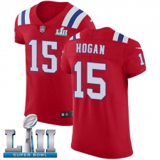 Men's Nike New England Patriots #15 Chris Hogan Red Alternate Vapor Untouchable Elite Player Super Bowl LII NFL Jersey