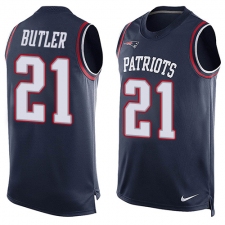 Men's Nike New England Patriots #21 Malcolm Butler Limited Navy Blue Player Name & Number Tank Top NFL Jersey