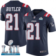 Men's Nike New England Patriots #21 Malcolm Butler Limited Navy Blue Rush Vapor Untouchable Super Bowl LII NFL Jersey