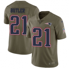 Men's Nike New England Patriots #21 Malcolm Butler Limited Olive 2017 Salute to Service NFL Jersey
