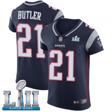 Men's Nike New England Patriots #21 Malcolm Butler Navy Blue Team Color Vapor Untouchable Elite Player Super Bowl LII NFL Jersey