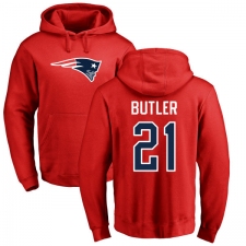 NFL Nike New England Patriots #21 Malcolm Butler Red Name & Number Logo Pullover Hoodie
