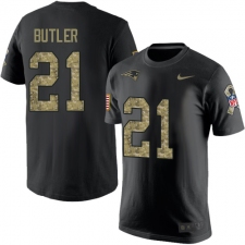 Nike New England Patriots #21 Malcolm Butler Black Camo Salute to Service T-Shirt