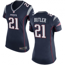 Women's Nike New England Patriots #21 Malcolm Butler Game Navy Blue Team Color NFL Jersey