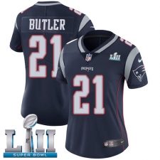 Women's Nike New England Patriots #21 Malcolm Butler Navy Blue Team Color Vapor Untouchable Limited Player Super Bowl LII NFL Jersey