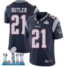 Youth Nike New England Patriots #21 Malcolm Butler Navy Blue Team Color Vapor Untouchable Limited Player Super Bowl LII NFL Jersey