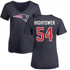 NFL Women's Nike New England Patriots #54 Dont'a Hightower Navy Blue Name & Number Logo Slim Fit T-Shirt