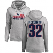 Women's Nike New England Patriots #32 Devin McCourty Heather Gray 2017 AFC Champions Pullover Hoodie