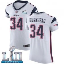 Men's Nike New England Patriots #34 Rex Burkhead White Vapor Untouchable Elite Player Super Bowl LII NFL Jersey