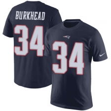 Nike New England Patriots #34 Rex Burkhead Navy Blue Rush Pride Name & Number T-Shirt