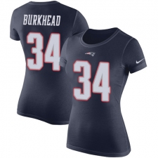 Women's Nike New England Patriots #34 Rex Burkhead Navy Blue Rush Pride Name & Number T-Shirt