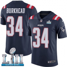 Youth Nike New England Patriots #34 Rex Burkhead Limited Navy Blue Rush Vapor Untouchable Super Bowl LII NFL Jersey