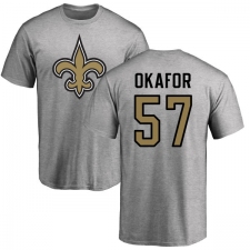 NFL Nike New Orleans Saints #57 Alex Okafor Ash Name & Number Logo T-Shirt