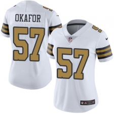 Women's Nike New Orleans Saints #57 Alex Okafor Limited White Rush Vapor Untouchable NFL Jersey