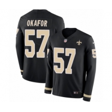 Youth Nike New Orleans Saints #57 Alex Okafor Limited Black Therma Long Sleeve NFL Jersey