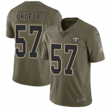 Youth Nike New Orleans Saints #57 Alex Okafor Limited Olive 2017 Salute to Service NFL Jersey