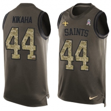 Men's Nike New Orleans Saints #44 Hau'oli Kikaha Limited Green Salute to Service Tank Top NFL Jersey