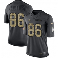 Men's Nike New Orleans Saints #86 John Phillips Limited Black 2016 Salute to Service NFL Jersey