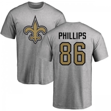 NFL Nike New Orleans Saints #86 John Phillips Ash Name & Number Logo T-Shirt