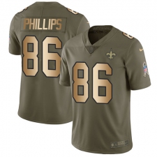 Youth Nike New Orleans Saints #86 John Phillips Limited Olive/Gold 2017 Salute to Service NFL Jersey