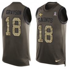 Men's Nike New Orleans Saints #18 Garrett Grayson Limited Green Salute to Service Tank Top NFL Jersey