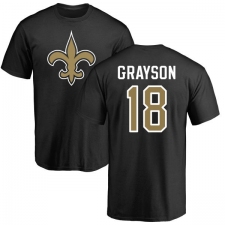 NFL Nike New Orleans Saints #18 Garrett Grayson Black Name & Number Logo T-Shirt