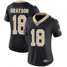 Women's Nike New Orleans Saints #18 Garrett Grayson Black Team Color Vapor Untouchable Limited Player NFL Jersey
