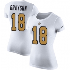 Women's Nike New Orleans Saints #18 Garrett Grayson White Rush Pride Name & Number T-Shirt