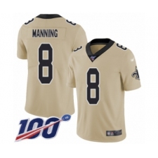 Men's New Orleans Saints #8 Archie Manning Limited Gold Inverted Legend 100th Season Football Jersey