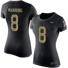 Women's Nike New Orleans Saints #8 Archie Manning Black Camo Salute to Service T-Shirt