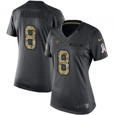 Women's Nike New Orleans Saints #8 Archie Manning Limited Black 2016 Salute to Service NFL Jersey