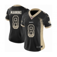 Women's Nike New Orleans Saints #8 Archie Manning Limited Black Rush Drift Fashion NFL Jersey