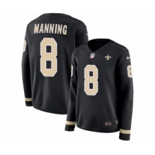 Women's Nike New Orleans Saints #8 Archie Manning Limited Black Therma Long Sleeve NFL Jersey