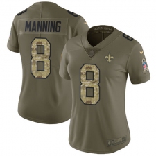 Women's Nike New Orleans Saints #8 Archie Manning Limited Olive/Camo 2017 Salute to Service NFL Jersey
