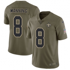 Youth Nike New Orleans Saints #8 Archie Manning Limited Olive 2017 Salute to Service NFL Jersey
