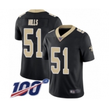 Men's New Orleans Saints #51 Sam Mills Black Team Color Vapor Untouchable Limited Player 100th Season Football Jersey