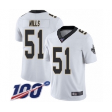 Men's New Orleans Saints #51 Sam Mills White Vapor Untouchable Limited Player 100th Season Football Jersey