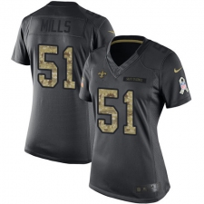 Women's Nike New Orleans Saints #51 Sam Mills Limited Black 2016 Salute to Service NFL Jersey