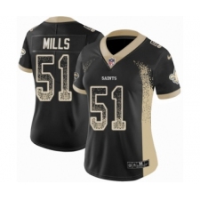 Women's Nike New Orleans Saints #51 Sam Mills Limited Black Rush Drift Fashion NFL Jersey