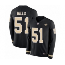 Youth Nike New Orleans Saints #51 Sam Mills Limited Black Therma Long Sleeve NFL Jersey