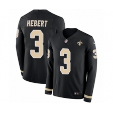 Men's Nike New Orleans Saints #3 Bobby Hebert Limited Black Therma Long Sleeve NFL Jersey