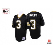 Mitchell And Ness New Orleans Saints #3 Bobby Hebert Black Authentic NFL Jersey