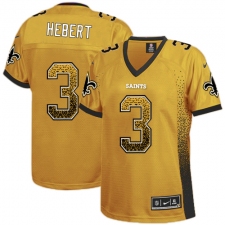 Women's Nike New Orleans Saints #3 Bobby Hebert Elite Gold Drift Fashion NFL Jersey